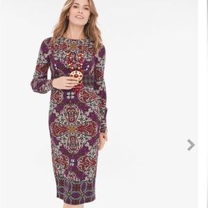 Chico’s Medallion Printed Sheath Midi Dress NWOT